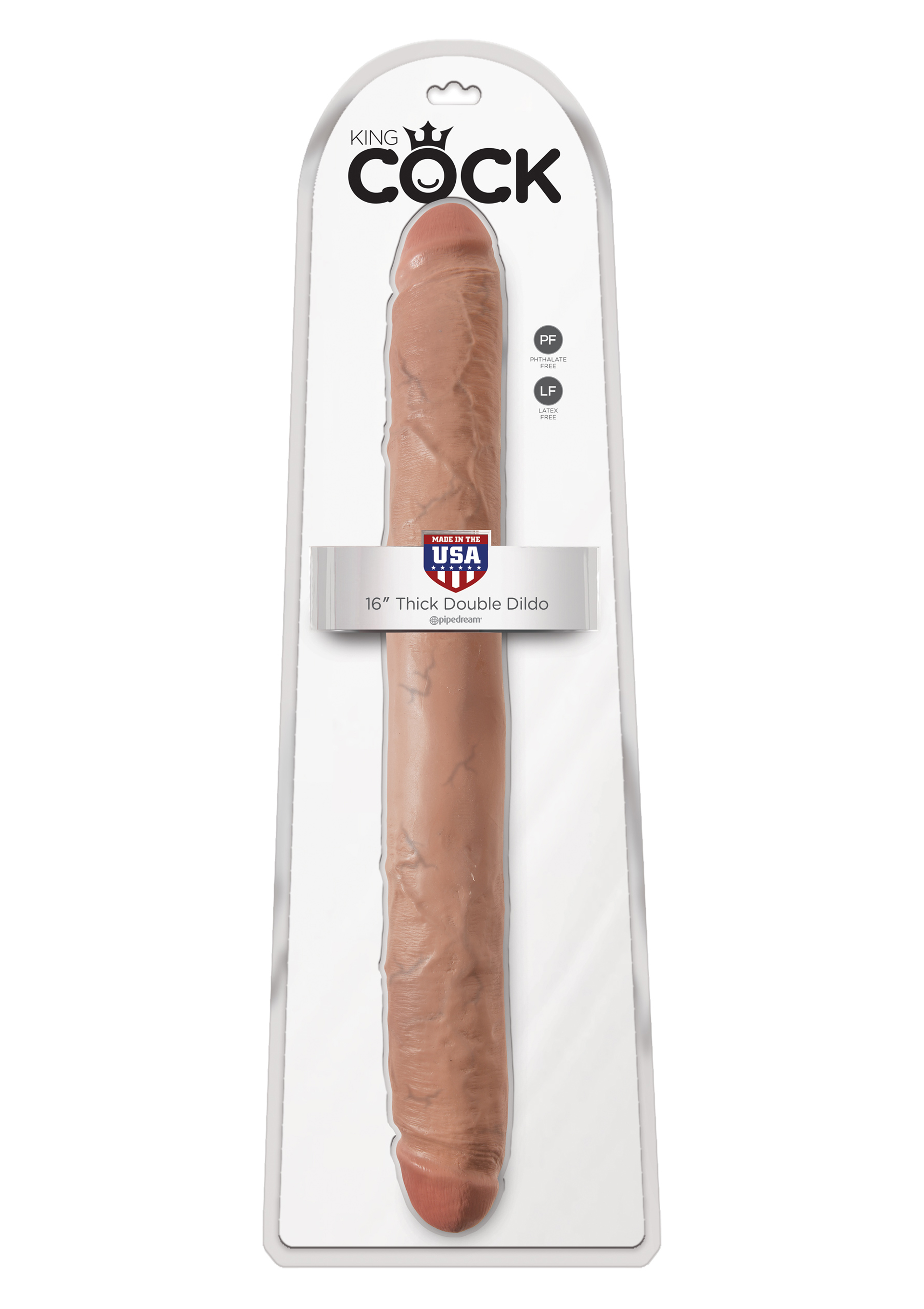 King Cock 16" Thick Double Dildo tan