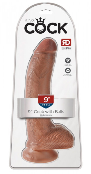 King Cock Cock 9&quot; with balls Tan