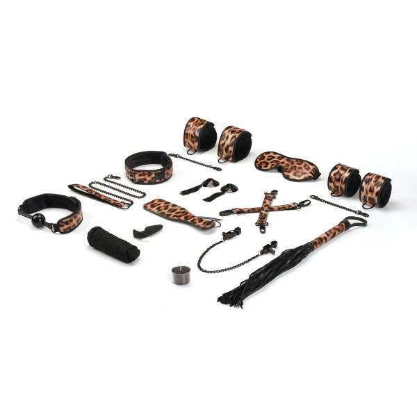 Liebe Seele Leopard PU Bondage Kit 13-tlg.