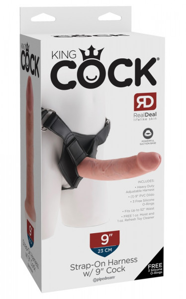 King Cock Strap-on Harness with 9 Inch Cock Flesh