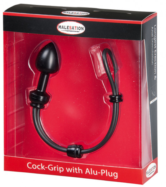 MALESATION Cock-Grip mit Alu-Plug klein, schwarz