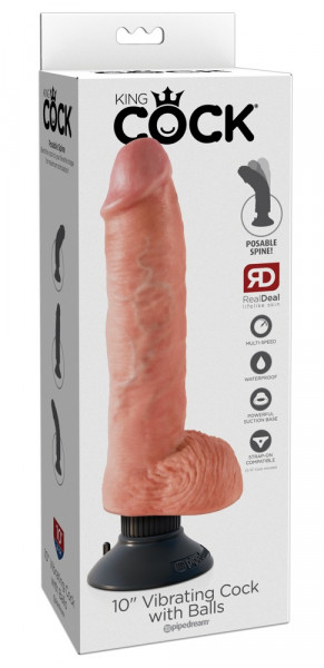 King Cock 10&quot; Vibrating Cock with Balls