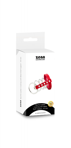 Zenn 45mm Red PU Leather Cockring with Metal Shaft Support