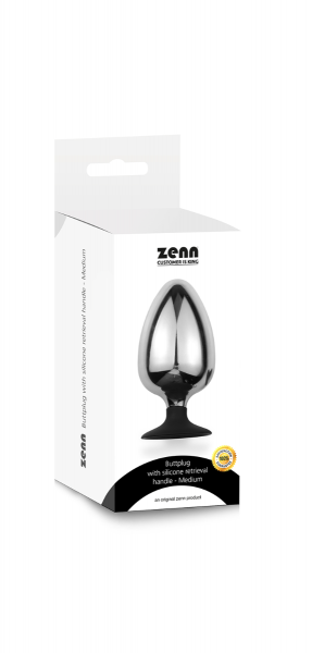 Zenn Buttplug with silicone retrieval handle - max width 60mm
