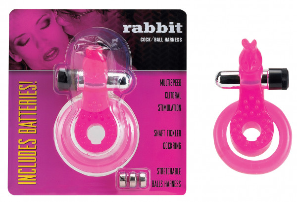 Cock &amp; Ball Harness Rabbit pink