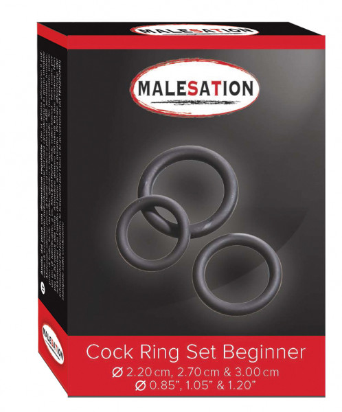 MALESATION Cock Ring Set Beginner (Ø 2,20 cm, 2,70 cm &amp; 3,00 cm
