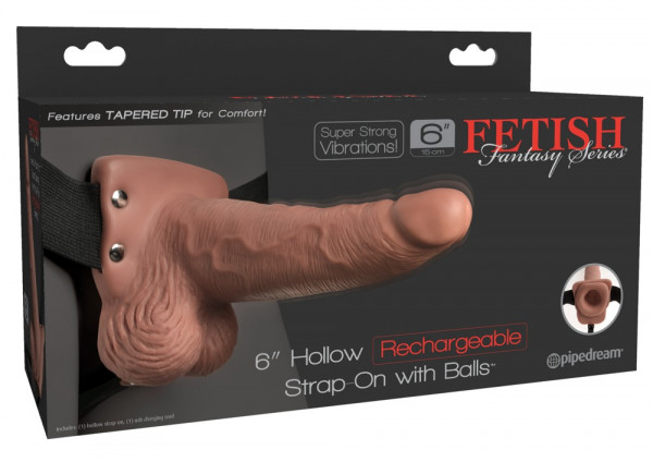 Fetish Fantasy 6&quot; Hollow Rechargeable Strap-on with Balls