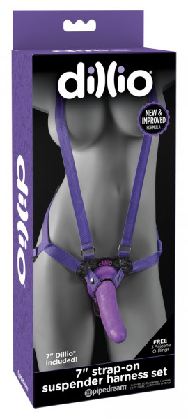 Dillio 7“ strap-on suspender Harness Set Lila