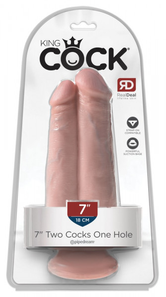 King Cock 7&quot; Two Cocks One Hole hell