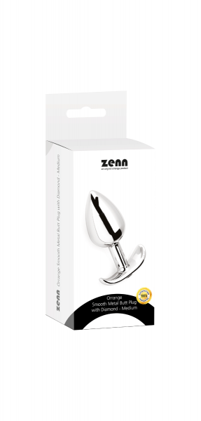 Zenn Smooth Metal Butt Plug with Diamond - Medium