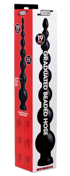 HOSED Graduated Bead Anal Snake 19&#039; Dildo black