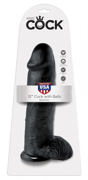 King Cock 12&quot; Cock with Balls Dark