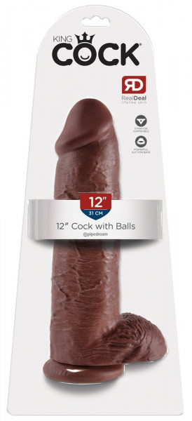 King Cock 12&quot; Cock with Balls brown