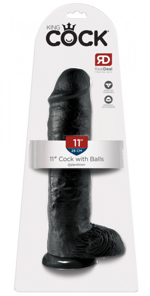 King Cock 11&quot; Cock with Balls Dark