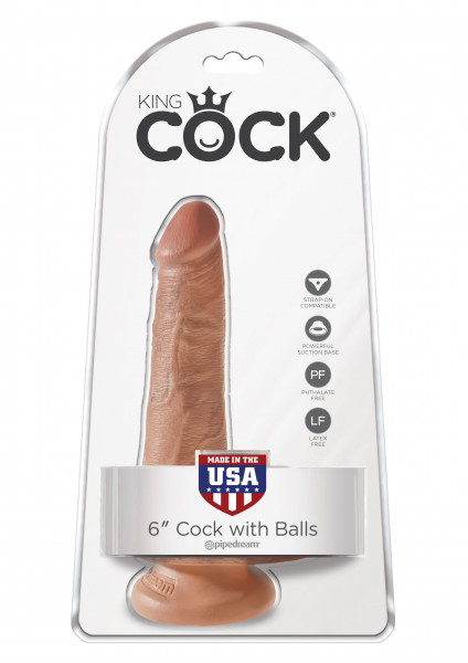 King Cock 6&quot; Cock with Balls tan
