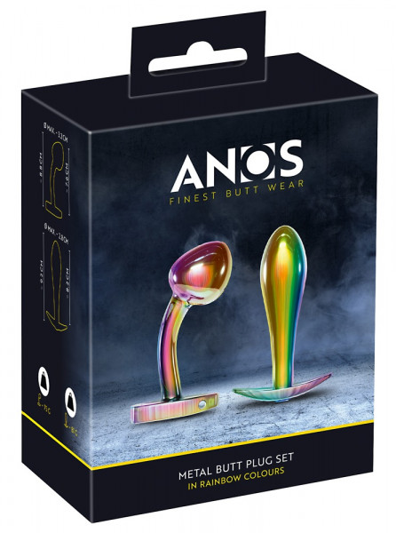 Anos Metal Butt Plug Set in Rainbow Colours