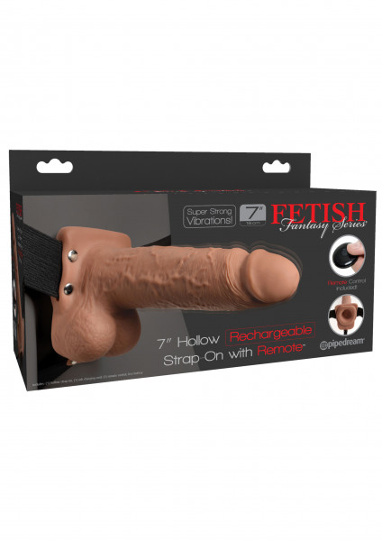 Fetish Fantasy 7inch Hollow Strap On Remote tan