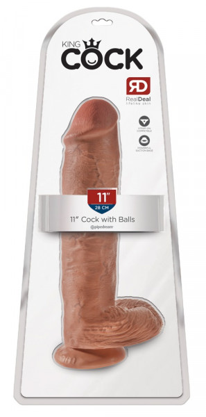 King Cock 11&quot; Cock with Balls Tan