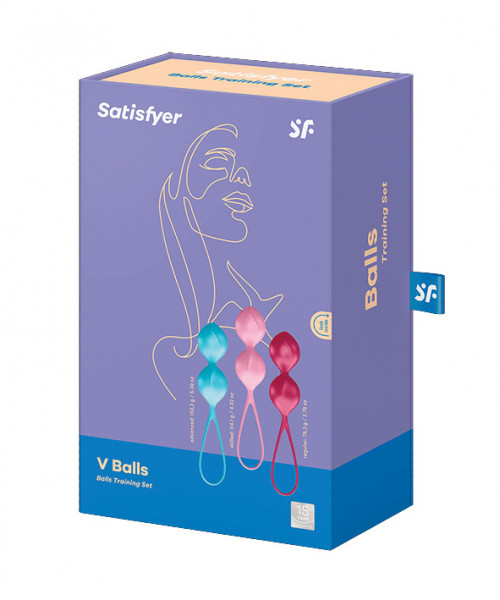 SATISFYER Balls Training Set Double large turquoise-red-pink