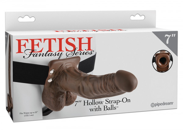 Fetish Fantasy 7&quot; Hollow Strap-on with Balls brown