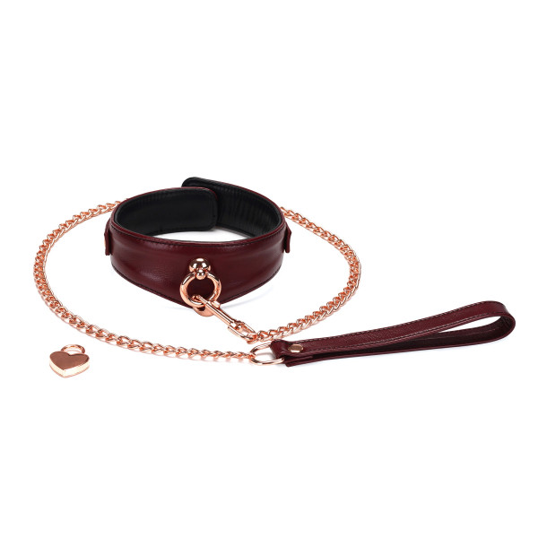 Liebe Seele Wine Red - Curved Collar &amp; Leash