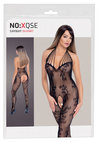 NO:XQSE Netz-Catsuit mit Neckholder