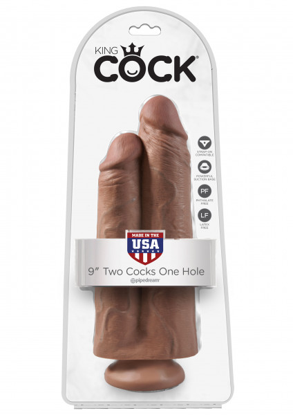 King Cock 9“ Two Cocks One Hole tan