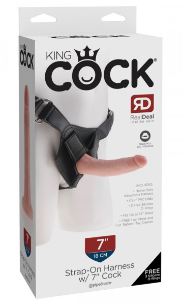 King Cock Strap on Harness with 7&quot; Cock Flesh