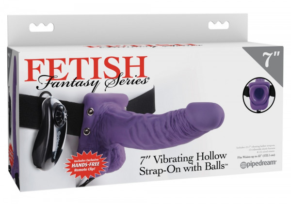 Fetish Fantasy 7&quot; Vibrating Hollow Strap-on lila