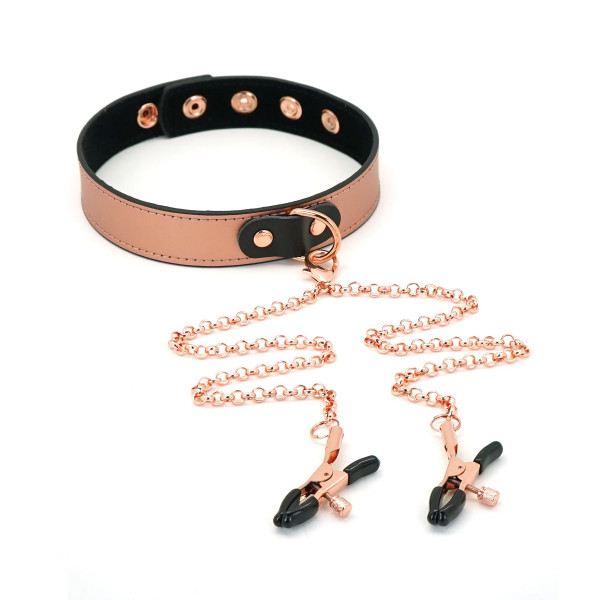 Liebe Seele Rose Gold Memory Halsband mit Nippelklemmen