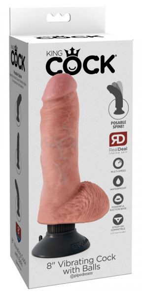 King Cock 8&quot; Vibrating Cock with Balls