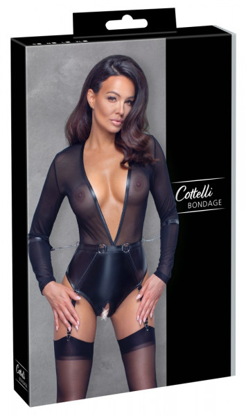 Cottelli Bondage Body ouvert + Strapsen & Handfesseln