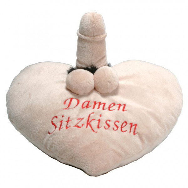 Damen-Sitzkissen aus Plüsch mit Penis u. Hoden