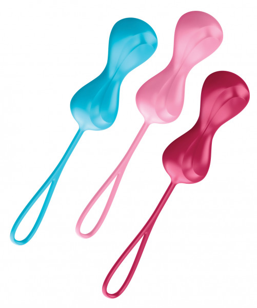 SATISFYER Balls Training Set Double medium turquoise-red-pink
