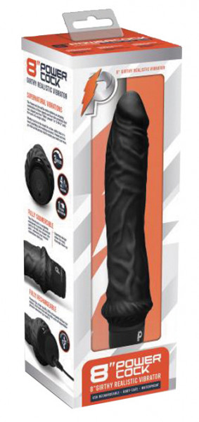 POWERCOCKS 8” Girthy Realistic Vibrator black