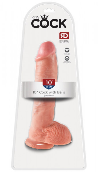 King Cock 10&quot; Cock with Balls Flesh