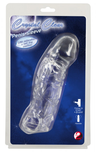 Crystal Clear Penis Sleeve with extension + ball ring