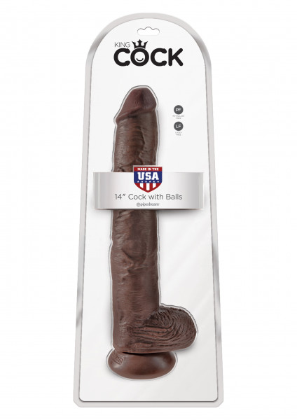 King Cock 14&quot; Cock with Balls braun