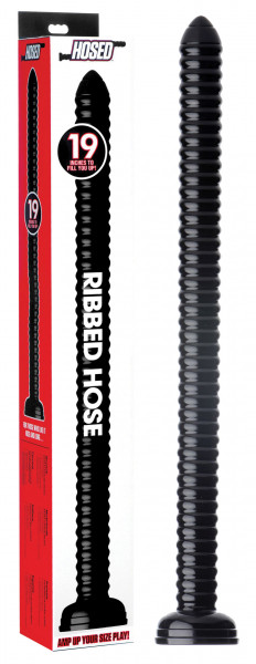 Ribbed Hose 19&quot; Dildo black