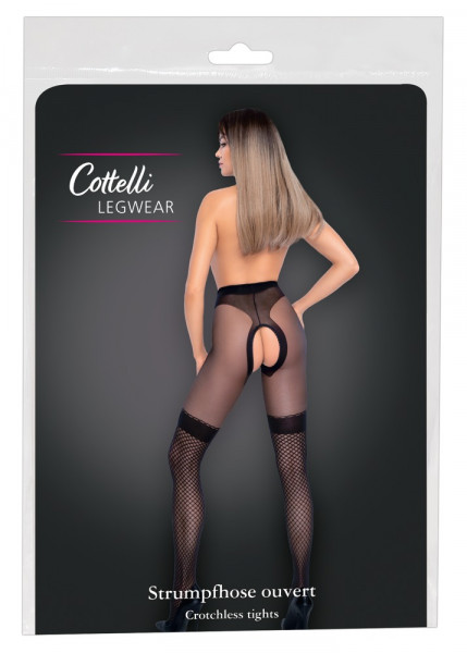 Cottelli Lingerie Strumpfhose ouvert &amp; Overknee-Optik