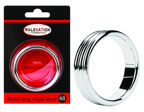 MALESATION Metal Ring Triple Steel 48