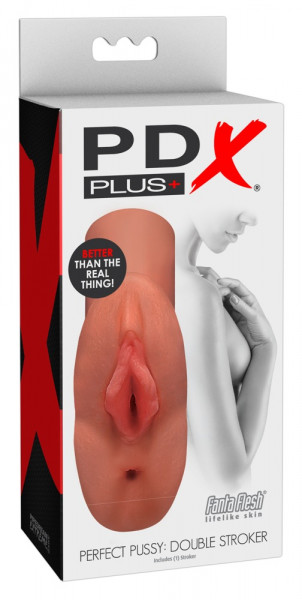PDX Plus Perfect Pussy Double Stroker Caramel