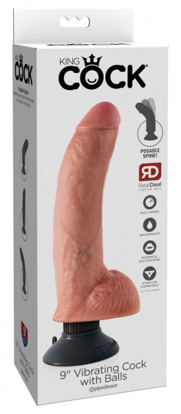 King Cock 9&quot; Vibrating Cock with Balls
