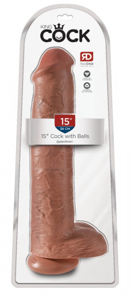 King Cock Cock with Balls 15&quot; Tan