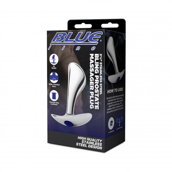 BLUE LINE C&amp;B GEAR Stainless Steel Bling Prostate Massager Plug