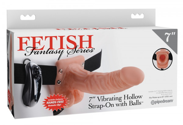 Fetish Fantasy 7&quot; Vibrating Hollow Strap-on hell
