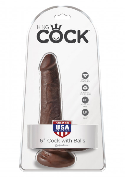 King Cock 6&quot; Cock with Balls braun
