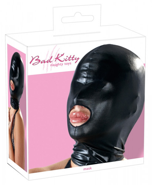 Bad Kitty Kopfmaske schwarz Mundöffnung