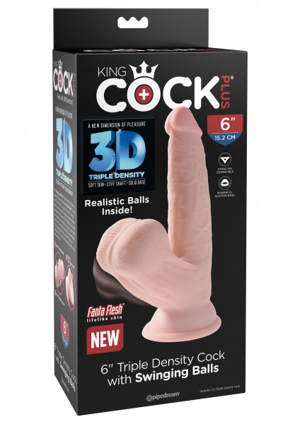 King Cock Triple Density Cock with Swinging Balls 6 Inch