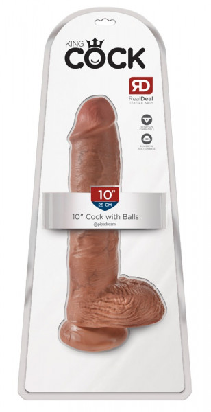 King Cock 10&quot; Cock with Balls Tan